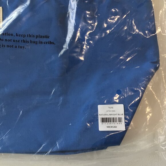 NWT Sperry Large Tote Bag & Pouch Set Canvas Blue & Natural - Picture 13 of 14